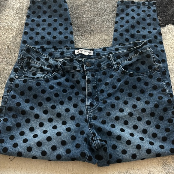 Artisans NY Black Polka Dot Denim Jeans Size 12 - Picture 4 of 6